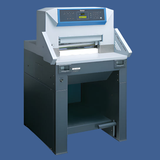 Horizon APC-450 programmable paper cutter – compact guillotine cutter with digital controls for precise trimming in print and bindery operations.