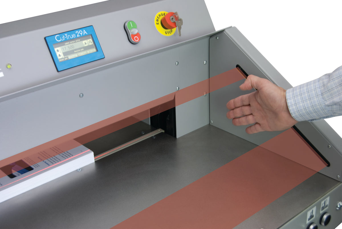 Electric guillotine cutter safety curtain demonstration