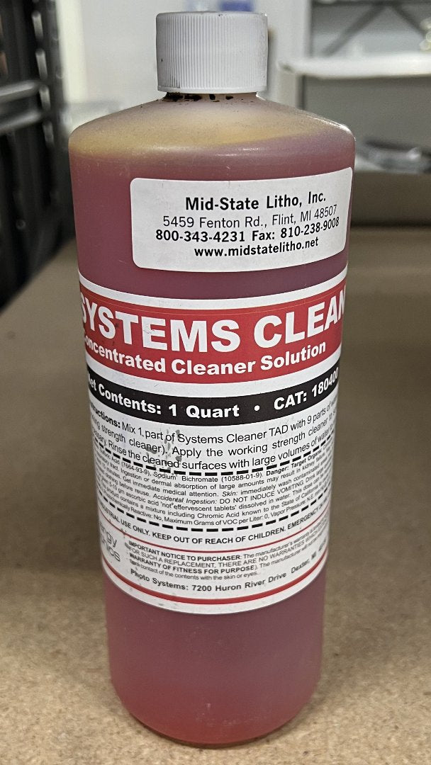 Processor System Cleaner TAD 180400 – 1 Quart Concentrated Cleaning Solution from Photo Systems