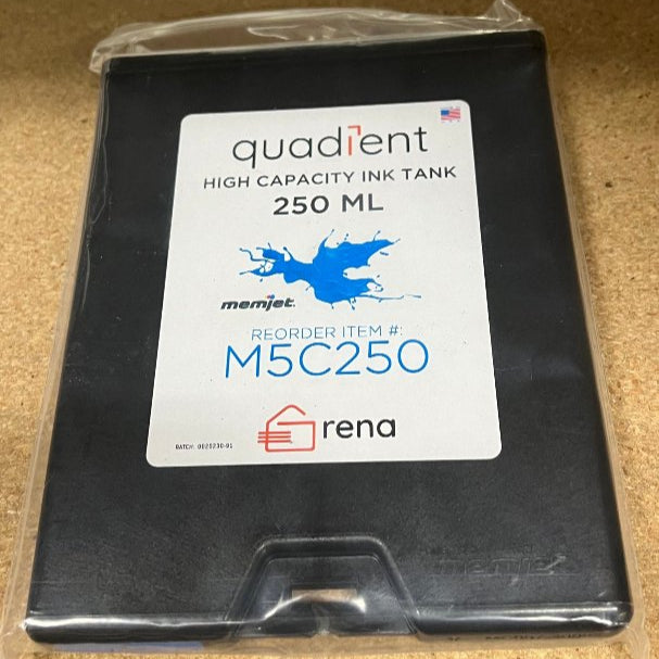Quadient Rena M5C250 Cyan Ink Tank – 250ML Dye-Based High Capacity Cartridge for Memjet Mach Series