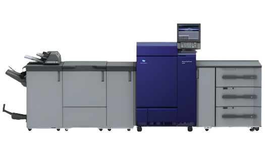 Konica Minolta AccurioPress C6085 digital color press – high-speed production printer with inline finishing for commercial print environments.