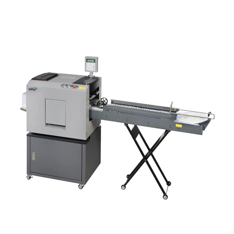 MBM MX17000 Pressure Sealer with High-Capacity Output Conveyor and Adjustable Touchscreen Interface on Mobile Cabinet Base