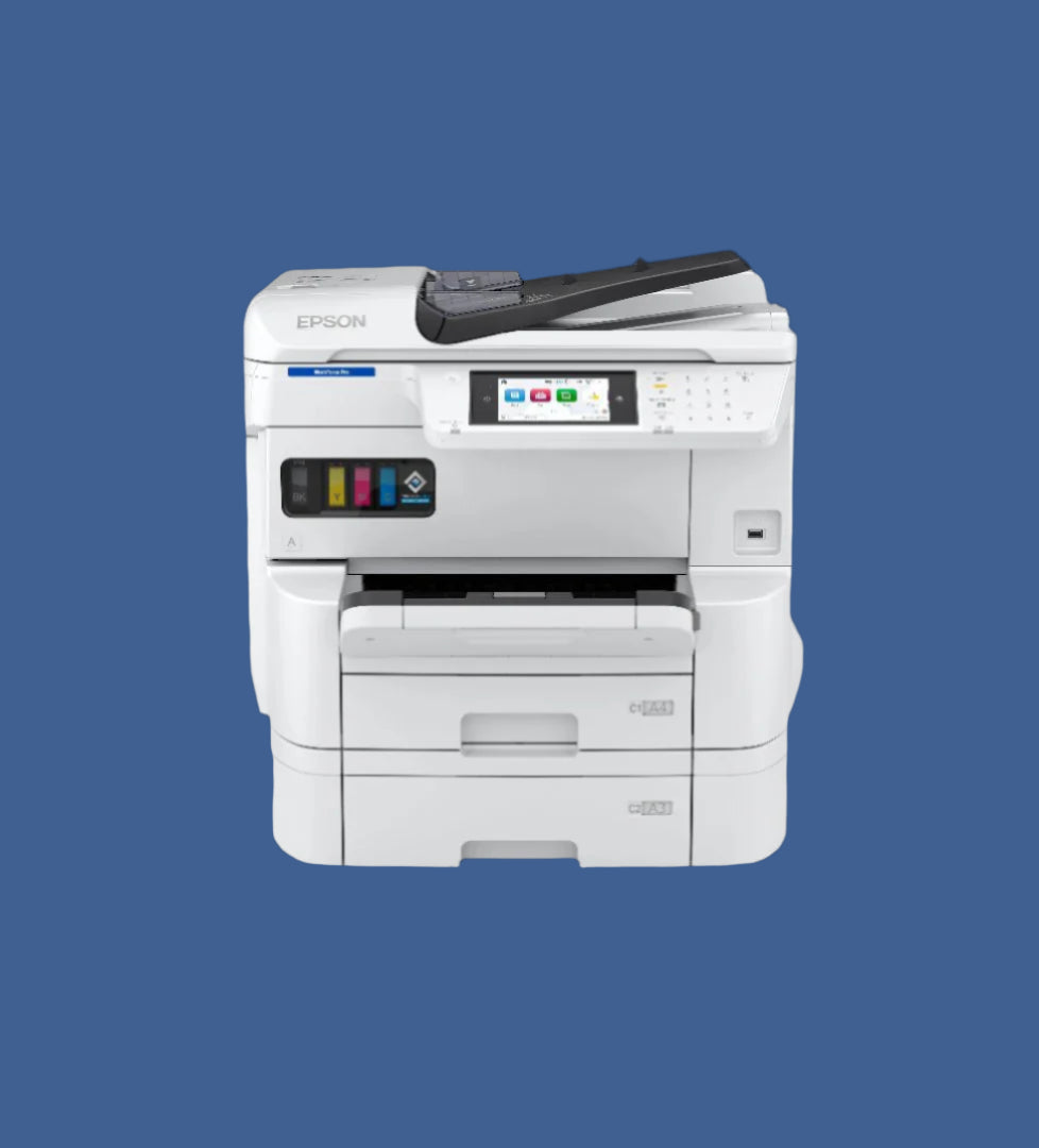 Epson WorkForce Pro EM-C7100 Multifunction Printer – White Front-Loading Inkjet Printer with Touchscreen Display, Top Document Feeder, and Dual Paper Trays