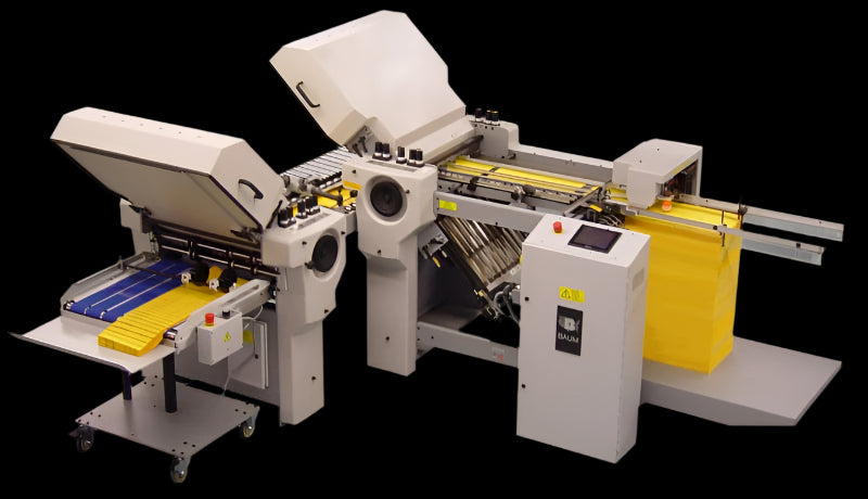 Baum PFF pile feeder for high-speed paper feeding and inline folding in commercial print finishing