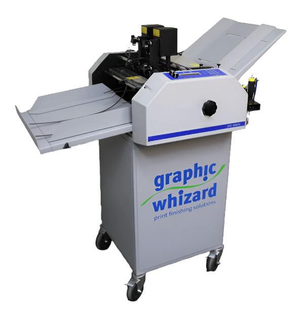Graphic Whizard GW 8000P Numbering Machine with top-feed design, single numbering head, and wheeled cabinet base