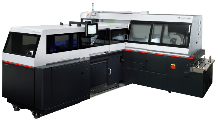 Horizon LBF-500 Book Block Feeder featuring an automated feeding system and touchscreen interface, designed to streamline perfect binding production workflows.