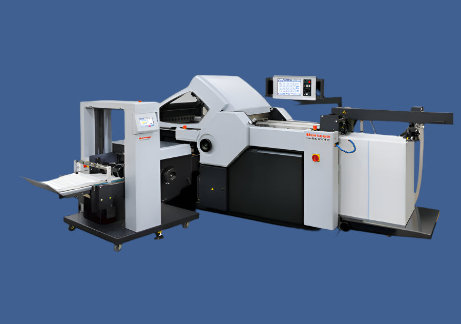 Horizon AFC-566F automated paper folding machine – compact buckle folder with pallet feed and touchscreen control for high-speed sheet processing.