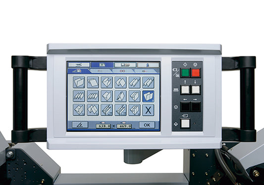 Horizon AFC-564AKT control interface – touchscreen panel with automated fold pattern selection for quick and accurate folder setup.