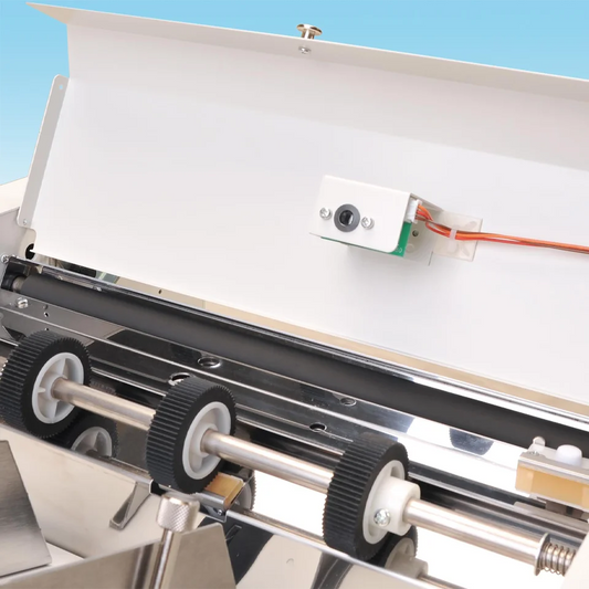 MBM 508A Paper Folder – Fold roller cover and sensor assembly detail for precision folding and jam prevention.