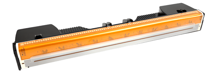 Memjet Mach 5 print head with protective orange film and integrated contact points, compatible with Rena by Quadient printers
