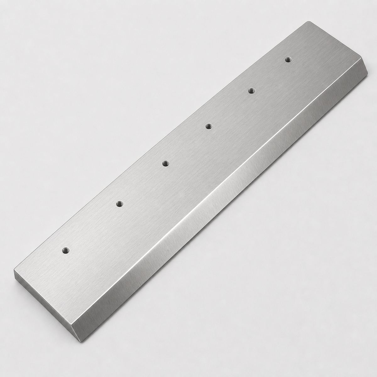 Shiny stainless steel paper cutter replacement blade with six mounting holes