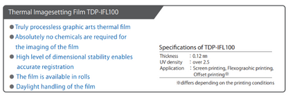 Thermal Imagesetting Film TDP-IFL100 Specifications