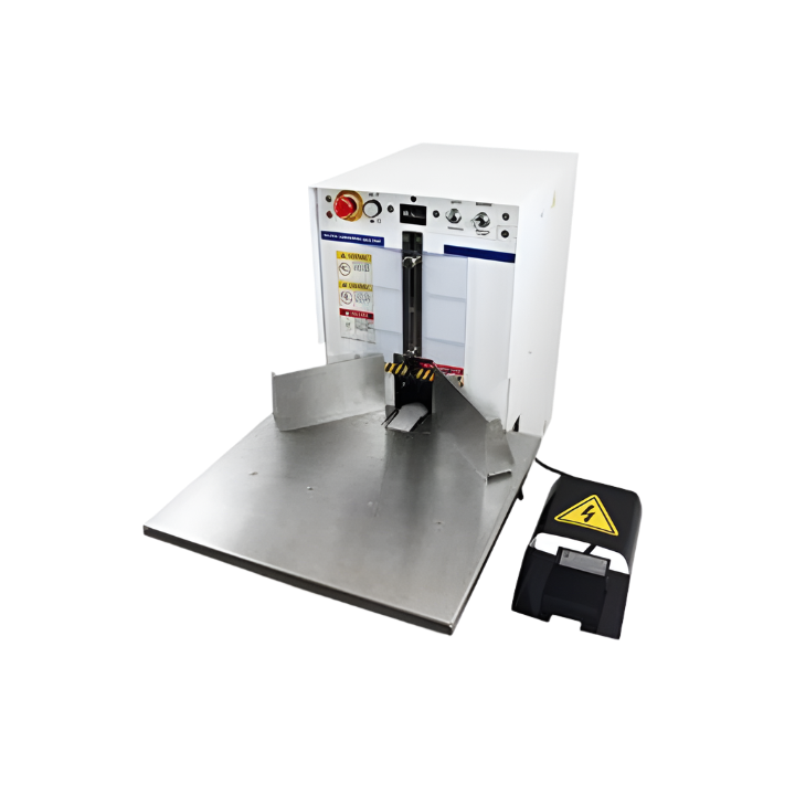 Akiles Diamond-6 heavy-duty electric corner rounder with stainless steel work surface and safety foot pedal.