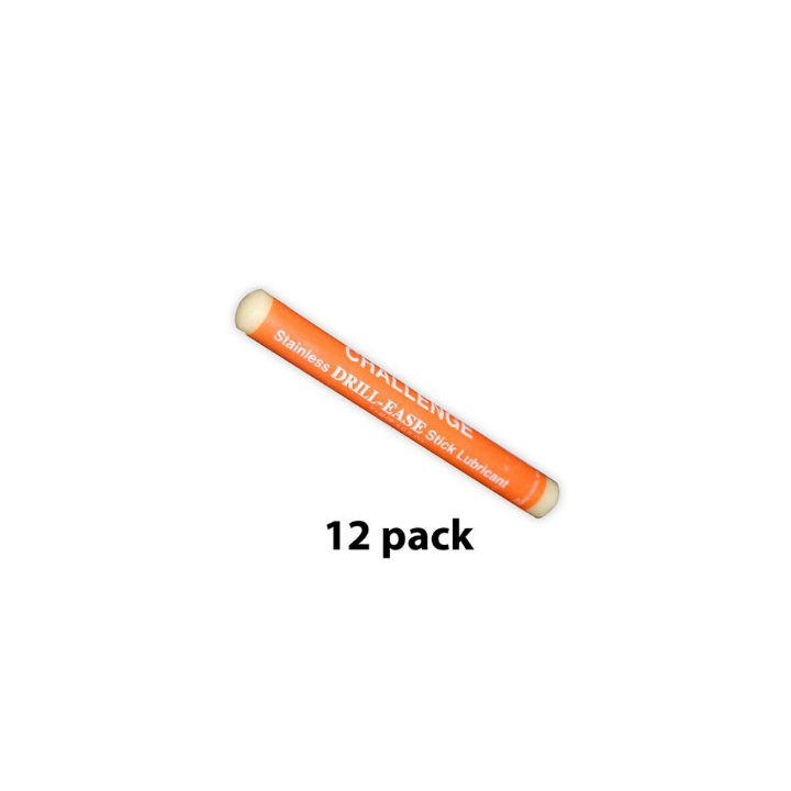 Challenge Drill-Ease stainless steel drill lubricant stick, 12-pack of orange wax-style sticks.