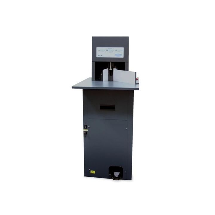 Challenge SCM hydraulic corner rounding machine with powered cutting action and safety guard