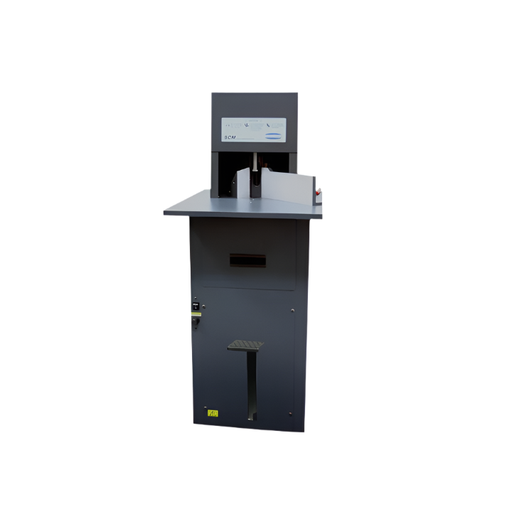 Challenge SCM manual corner rounding machine with foot pedal operation and adjustable backstop