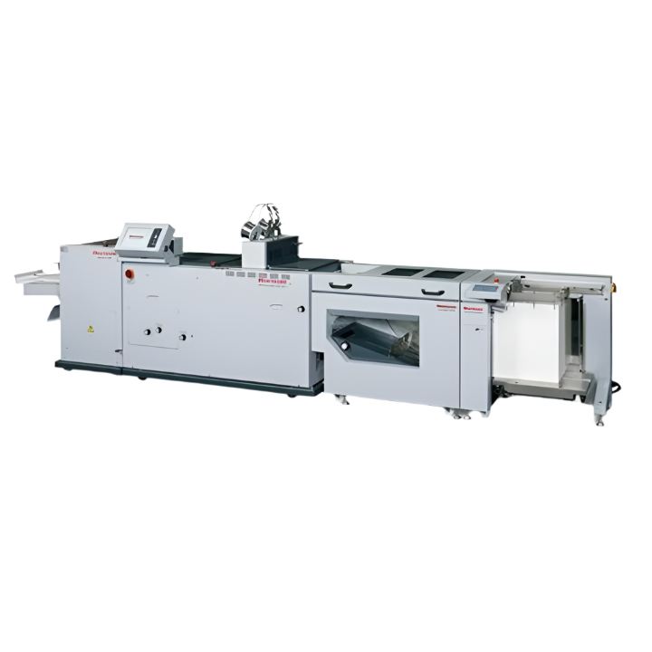 Horizon HOF-400 high-speed sheet feeder with SPF/FC-200L bookletmaker and face trimmer system for automated booklet production