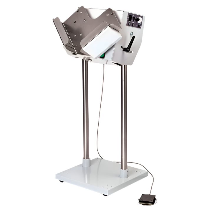 MBM AJ-700 air-feed floor model paper jogger with foot pedal.