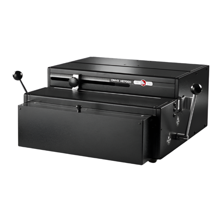 Rhin-O-Tuff ONYX HD7000 heavy-duty punching machine with interchangeable die system and dual-handle operation