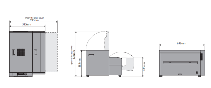 Mitsubishi TDP-459 and TDP-324 Thermal DigiPlate System Dimensions Diagram