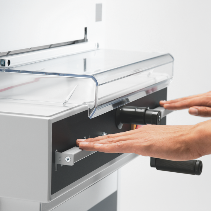 MBM Triumph 4350 16-7/8" Automatic Tabletop Paper Cutter Safety Feature