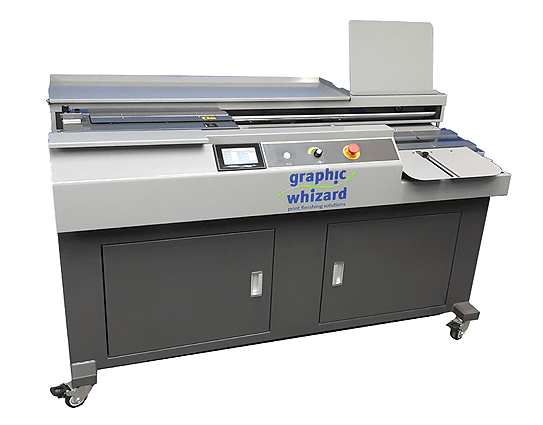 Graphic Whizard 460ATS EVA Perfect Binder with touchscreen controls, integrated scoring, and dual glue application for professional softcover binding