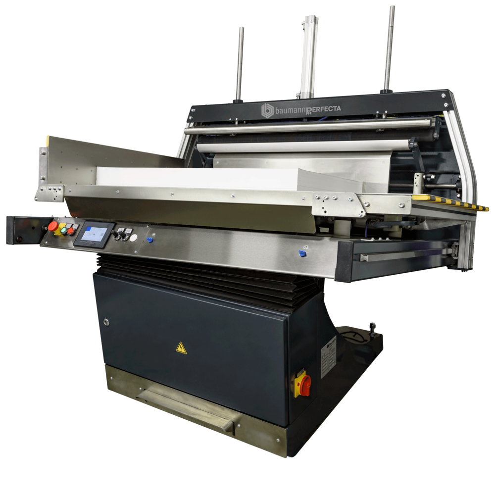 Perfecta BSB L automatic jogger with air removal roller and touchscreen control panel for high-volume paper alignment