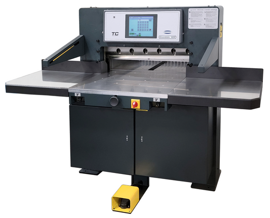 Challenge Champion 305 TC 30.5" programmable hydraulic paper cutter with 10.5" touch screen and stainless side tables