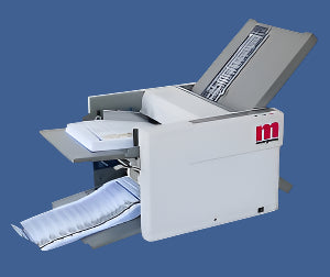 Morgana Junior DT-M Paper Folder with top-feed tray and exit conveyor, shown folding documents