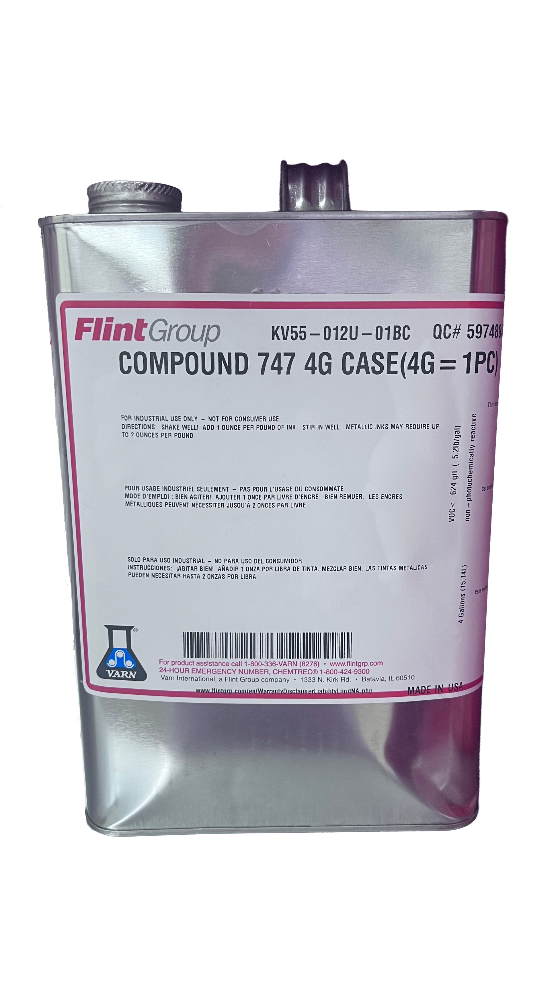 Flint Group Compound 747 Tack Reducer 1-gallon metal container for offset printing ink additives