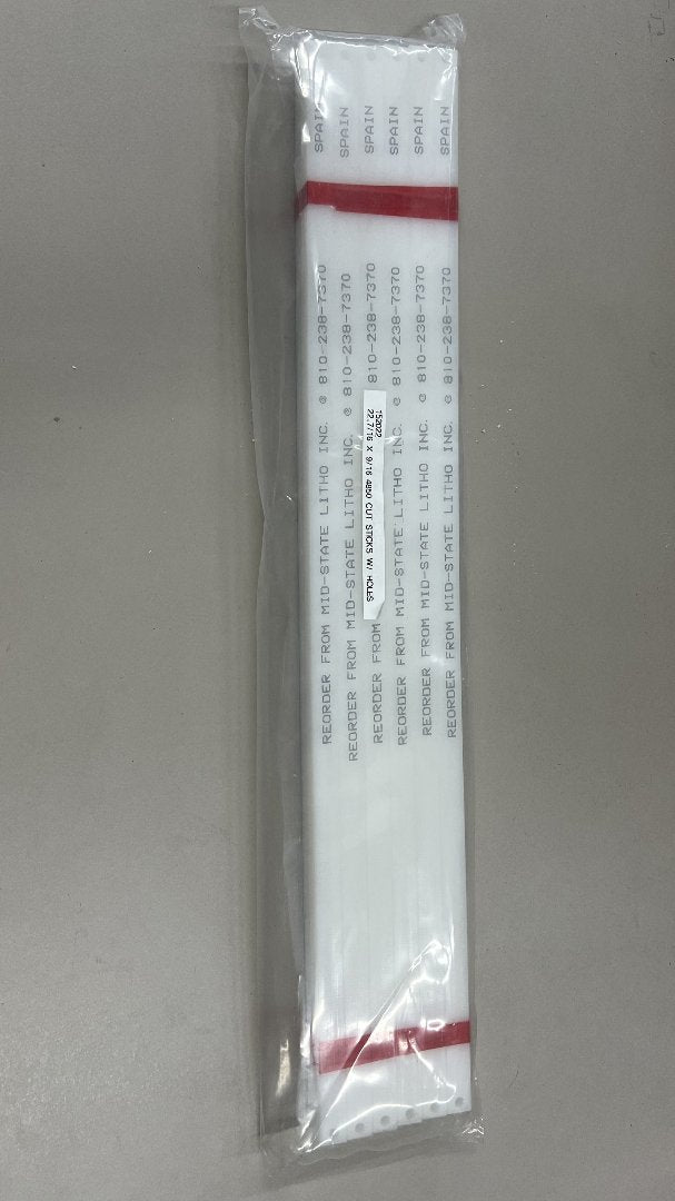22-7/16" x 9/16" Plastic Cut Sticks for Challenge 4850 Cutter – Packaged Set Labeled with Mid-State Litho Reorder Info