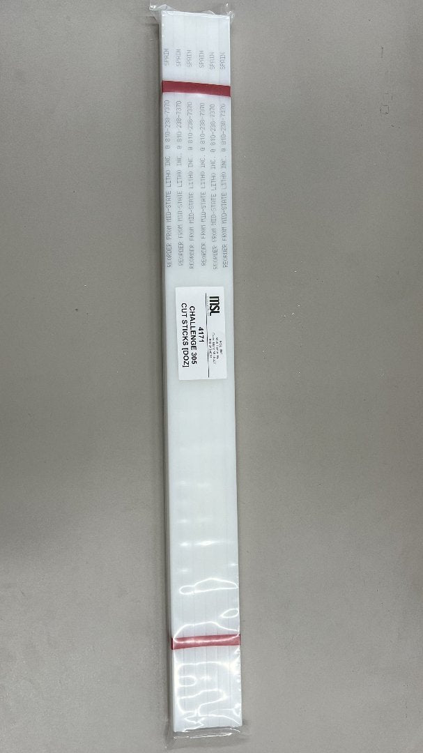 26.5-Inch Plastic Cutter Sticks for Challenge 265 – White Replacement Cut Sticks Packaged in Dozen Set with Label and Red Bands