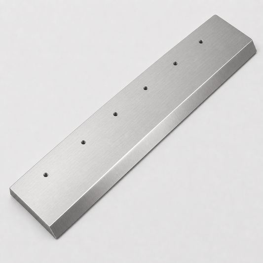 Shiny stainless steel paper cutter replacement blade with six mounting holes