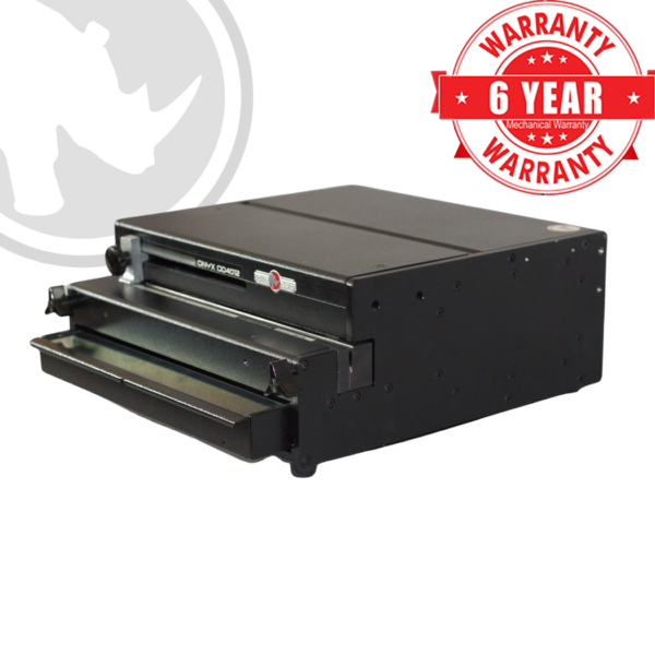 Rhin-O-Tuff Onyx OD4012 modular electric paper punching machine for coil, wire, comb and 3-hole binding — Mid-State Litho