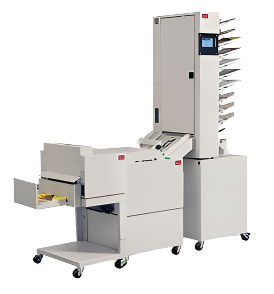 Plockmatic BM61 booklet maker with 104 square fold unit and C510 collating tower for automated offline booklet production