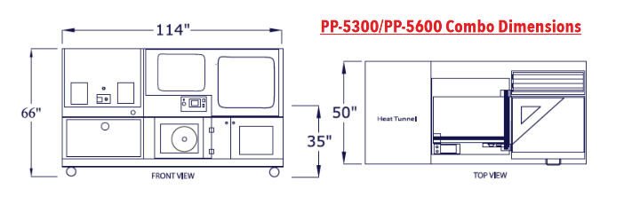 PP-5300 Combo Shrink Wrapping System Combo Dimensions