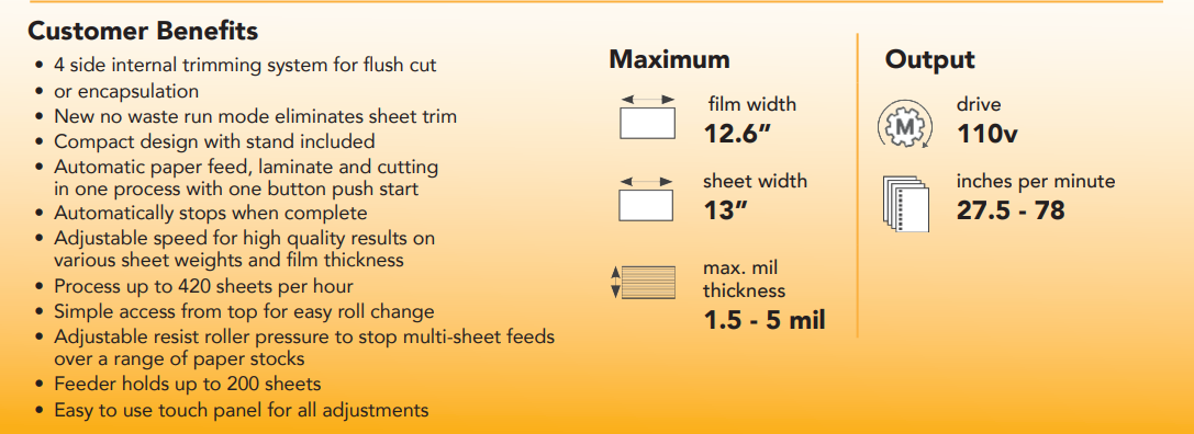 Revo Flex Laminator Customer Benefits
