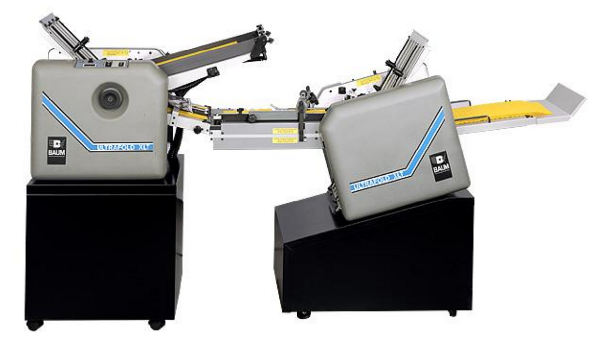 714XLT 8-Page connected in tandem with 714XLT Air Feed Folder to do two parallel folds