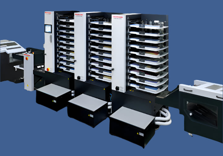 Horizon VAC-L1000 air-suction collator with tower bins for high-speed, accurate sheet collation