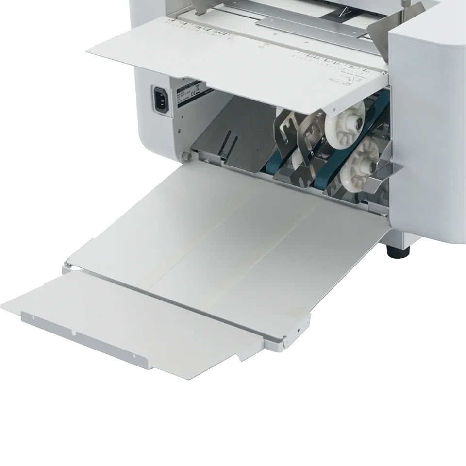 MBM 208J paper folder exit tray for stacked paper output in high-speed folding machines