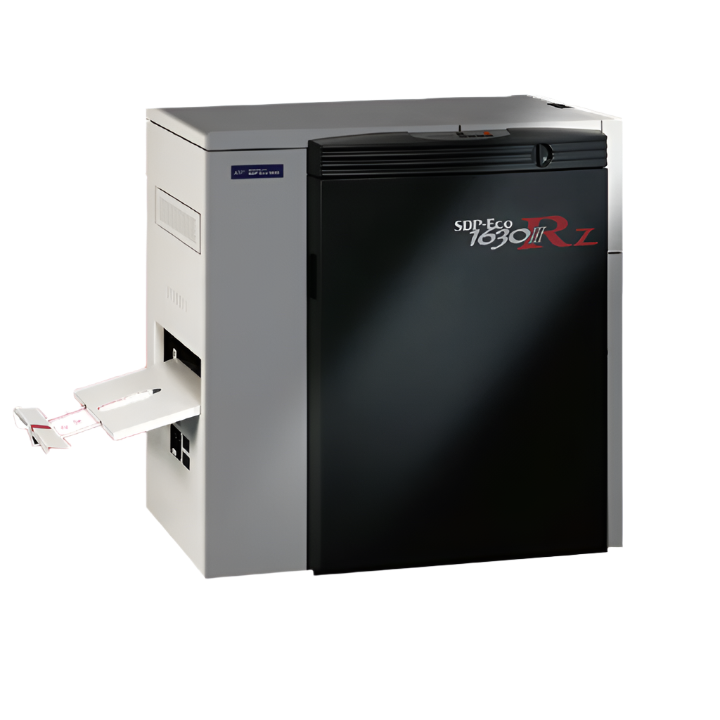 SDP Eco1630 IIIRz Computer-to-Plate (CTP) System – compact thermal plate maker with integrated output tray for offset printing.