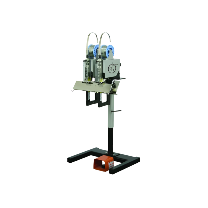 DeLuxe StitchMaster single-head wire stitcher with spooled wire feed and adjustable table