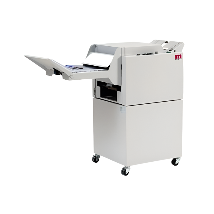 Morgana BM 60 Morgana BM60 compact booklet maker with side tray and wheeled cabinet for offline booklet productionMaker Image