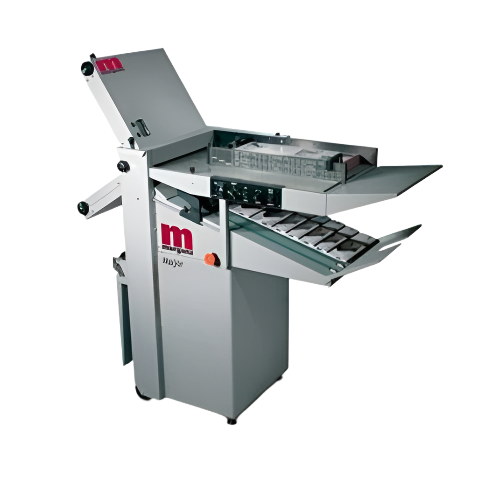Morgana Major automatic paper folder with feed tray, fold plates, and delivery stacker